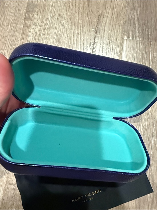 Kurt Geiger Metallic Navy Blue Eyewear Case with Branded Cloth Pouch main image 4